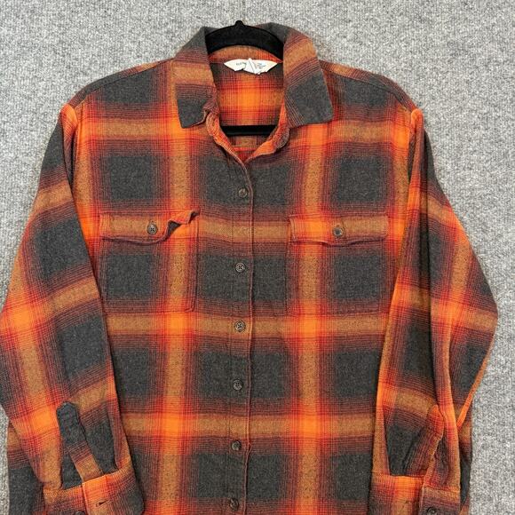 Old Navy Shirt Womens M The Boyfriend Shirt Taylor Swift Evermore Plaid Flannel - Picture 4 of 10